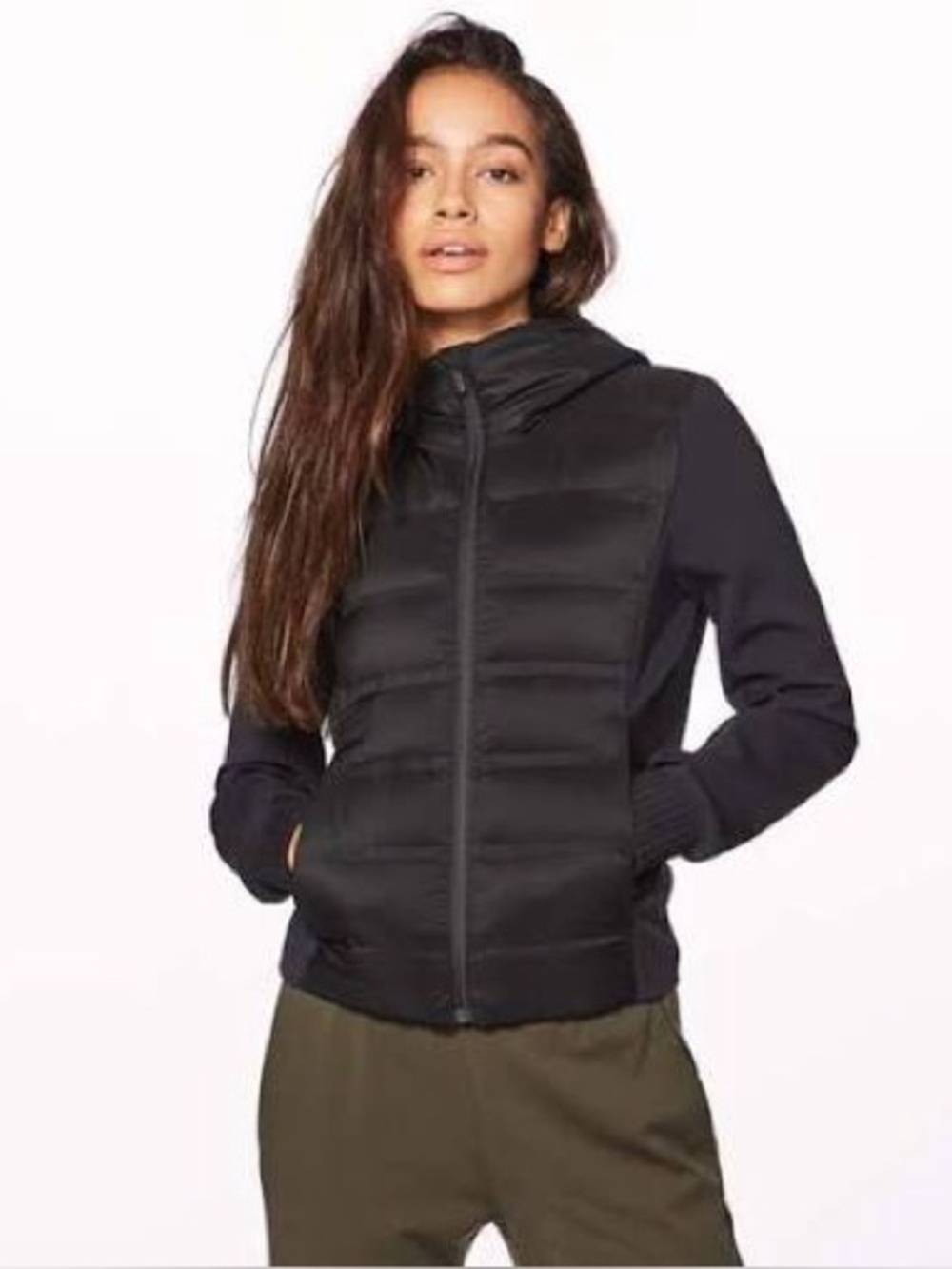 Lululemon sz 6 Down & Around Black Jacket Zip Goose Down Puffer